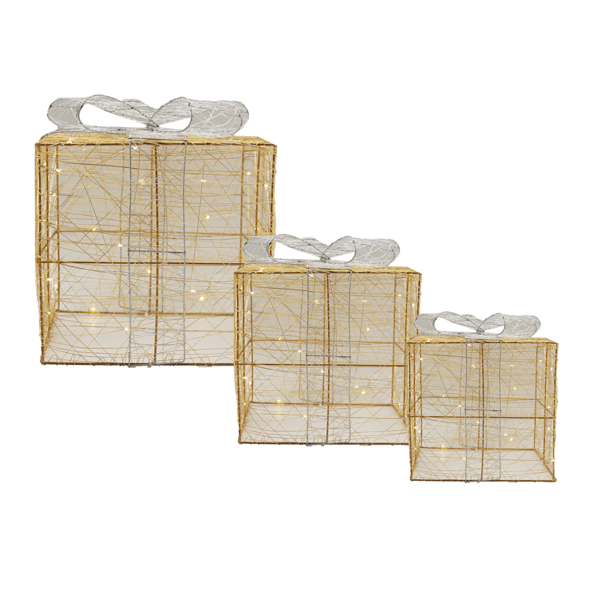Set Cajas De Regalo Led  Dorado/plateado | Navidad | decoracion