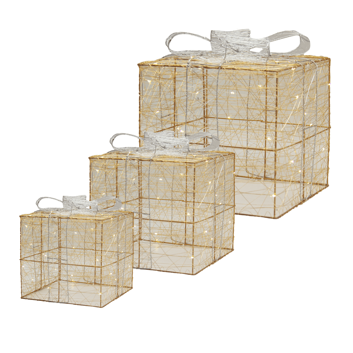 Set Cajas De Regalo Led  Dorado/plateado | Navidad | decoracion