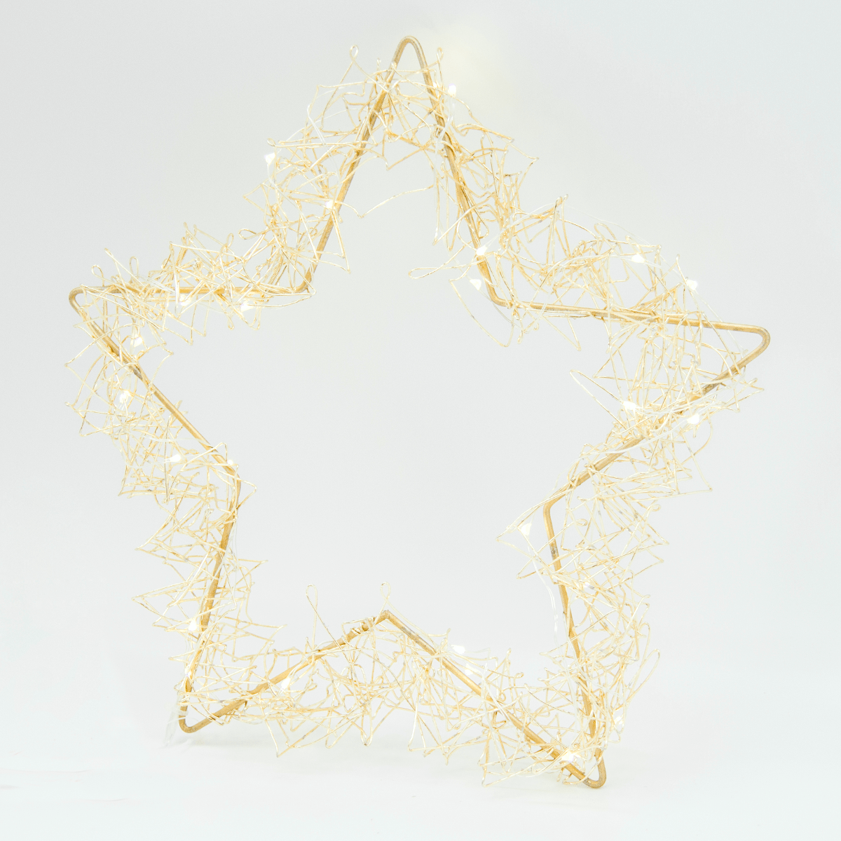 Estrella Alambre Luz Led 30 Cm Dorada | Navidad | decoracion