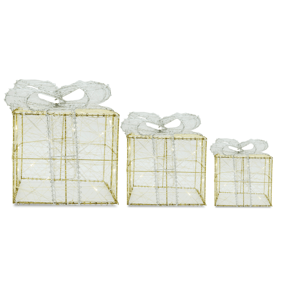 Set Cajas De Regalo Hilos Led Dorado/ Plateado | Navidad | decoracion