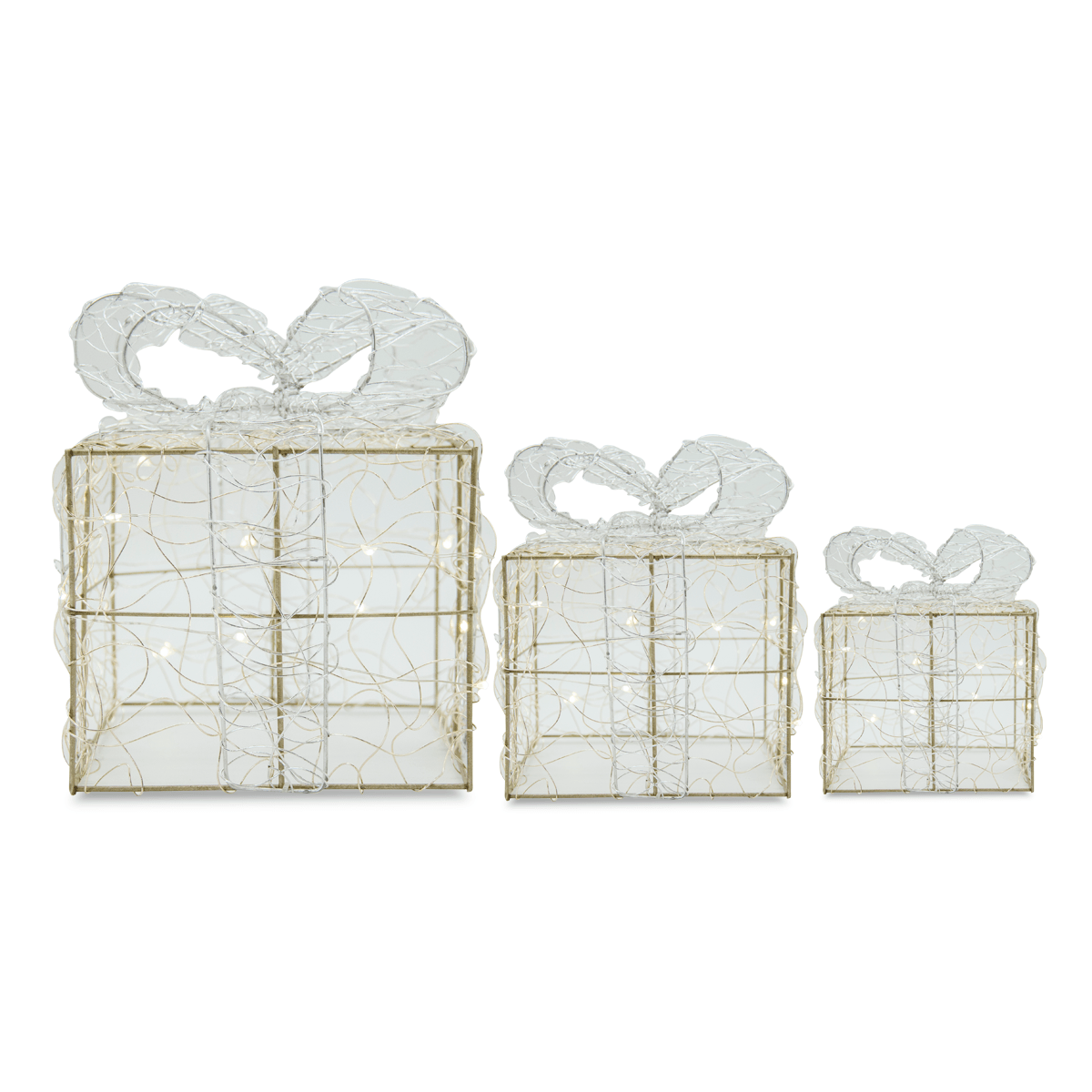 Set Cajas De Regalo Alambre Led Rosa/dorado | Navidad | decoracion