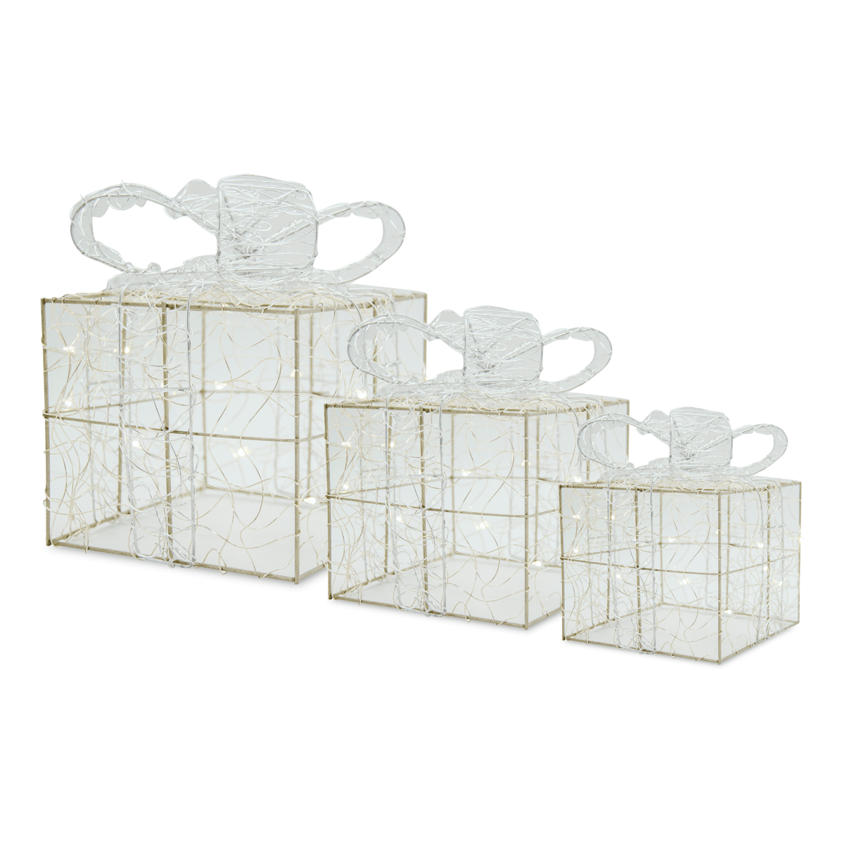 Set Cajas De Regalo Alambre Led Rosa/dorado | Navidad | decoracion