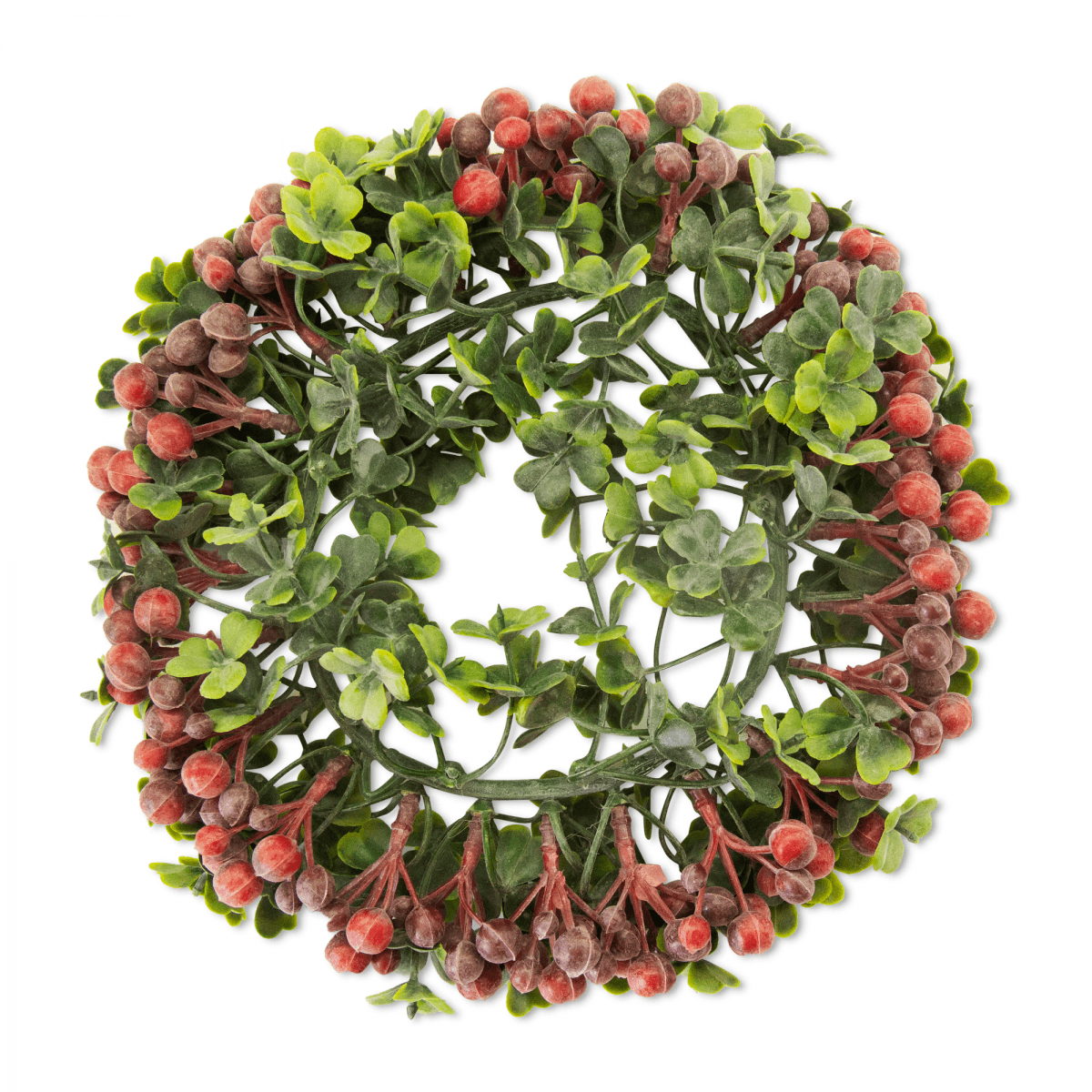 Corona Follaje Trebol Y Frutos 18 Cm Verde | Navidad | decoracion