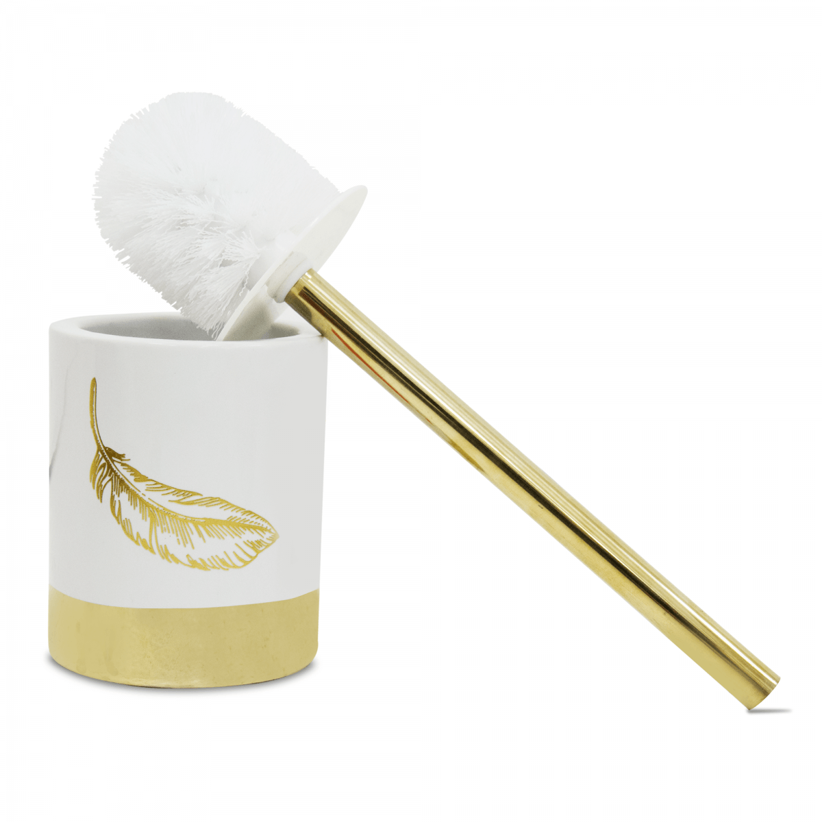 Cepillo Con Base Pluma Blanco/dorado | Decoración de Baño | decoracion