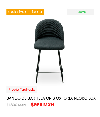 BANCO DE BAR TELA GRIS OXFORD/NEGRO LOX