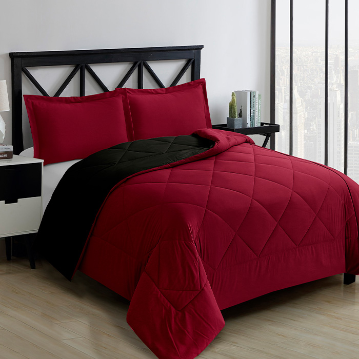 Edredon Mat-queen Rojo/negro Dual | Blancos | decoracion