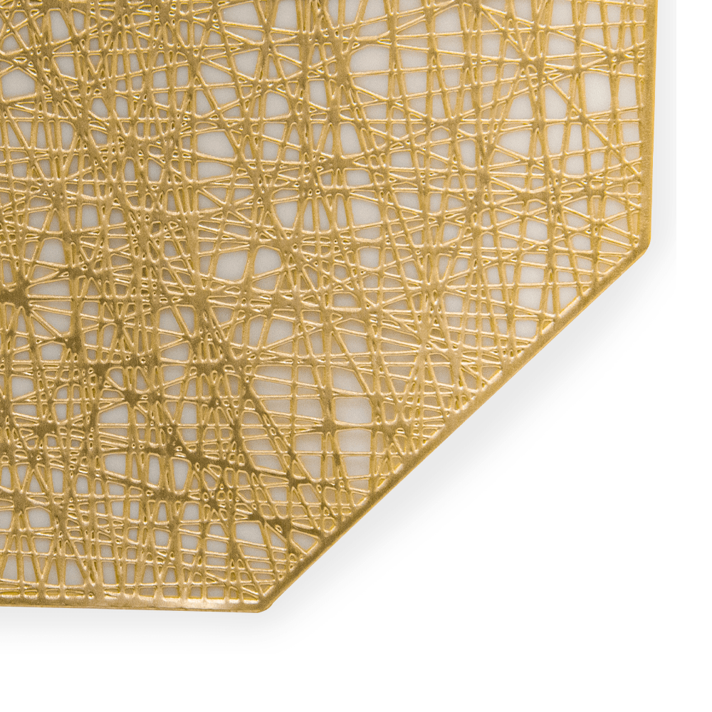 Mantel individual de plástico y polipropileno para hostelería, hogar,  cafetería, restaurante, diámetro de 38 cm, color oro.