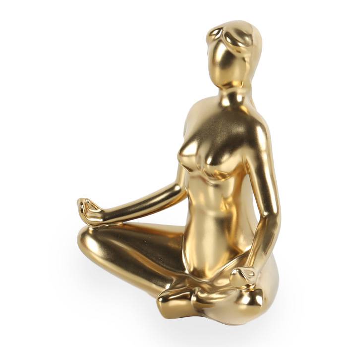 Figura Mujer Yoga Dorada | Esculturas | decoracion