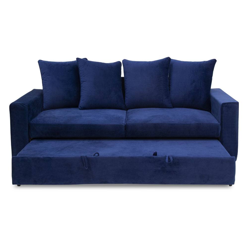 Sofa Cama Tela Azul Zert | Sofá Cama | entretenimiento