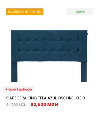 Buen Fin Cabeceras para Cama. Promocion cabecera king size tela azul oscuro Kleo precio $2,500
