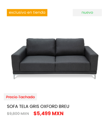 Buen Fin Sofas. Promocion sofa tela gris oxford Breu precio $5,499