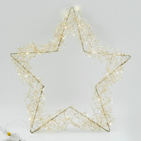 Estrella Alambre Luz Led 35 Cm Rosa /dorado | Navidad | decoracion