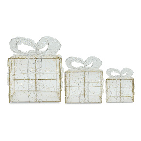 Set Cajas De Regalo Alambre Led Rosa/dorado | Navidad | Decoración