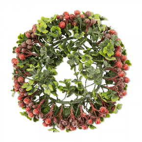 Corona Follaje Trebol Y Frutos 18 Cm Verde | Navidad | Decoración